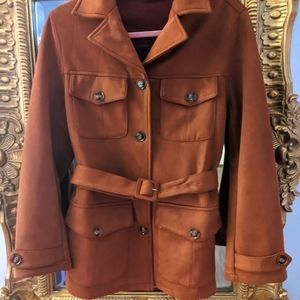 Auburn suede feel military jacket with belt